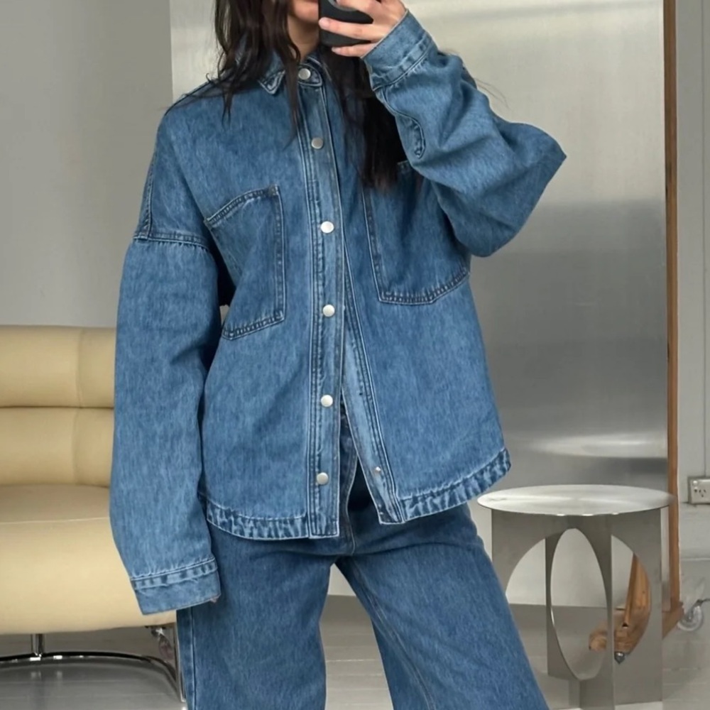 Bronze Snake Drop Shoulder Denim Shirt